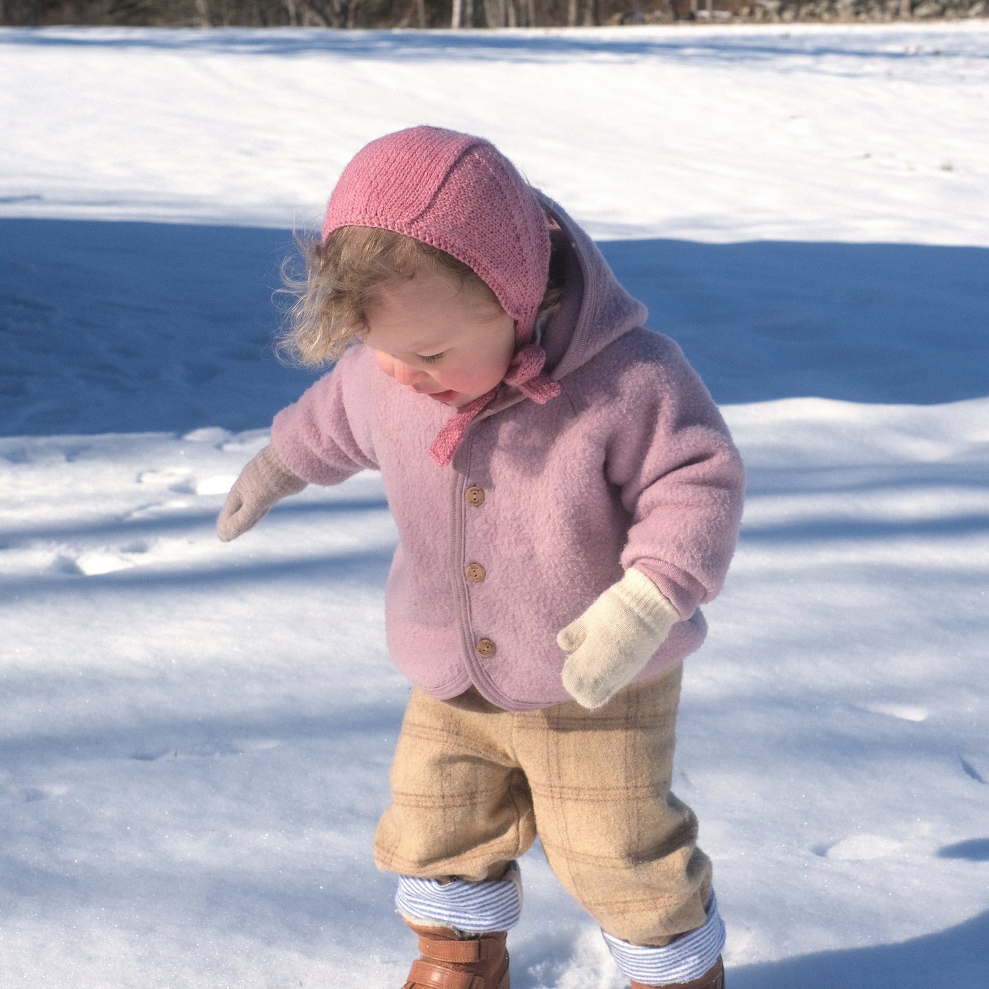 pink baby bonnet